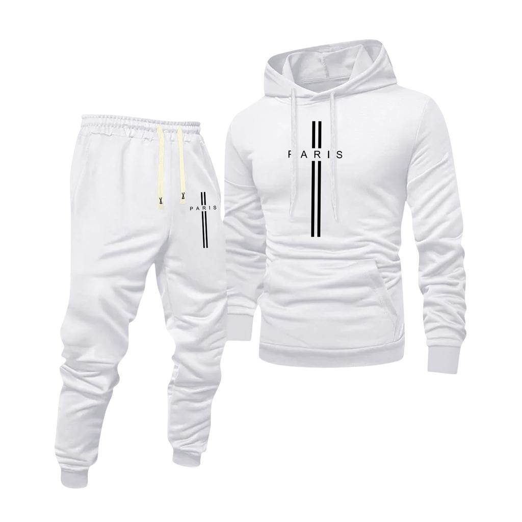 Men's Printed Hooded Sweatshirt And Sweatpants Casual Sports Suit