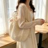 Summer small fresh tote woven bag new hollow portable women's bag lazy wind shoulder bag vacation beach bag