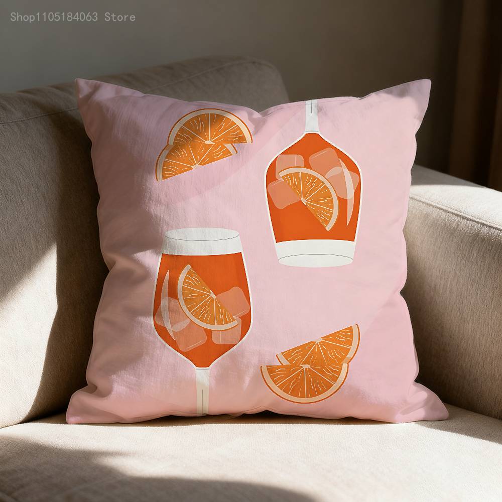 A-Aperol Spritz Kissenbezug für 45x45cm 40x40cm 55x55cm 50x50cm 30x30cm Quadratischer Auto-Kissenbezug Hülle