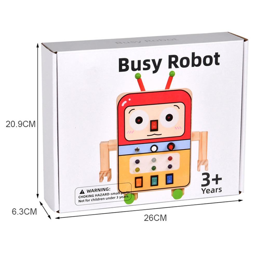 Kids Wooden Busy Board Robot Sensory Board Switch Toy With Remote Control Led Lights Gifts For Boys Girls