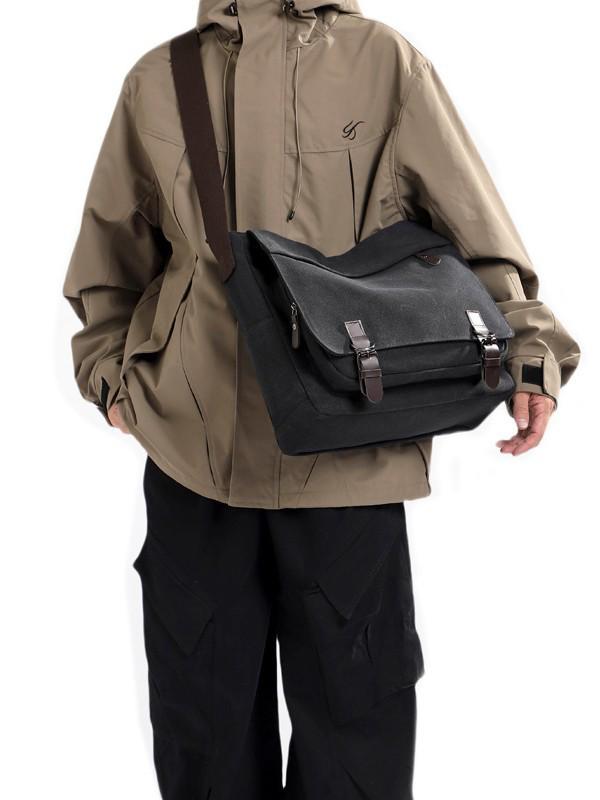 Men's Versatile Canvas Crossbody Bag - Fashionable, Practical, Large Capacity for Business and Street Trends