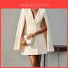 Elegante Vestito Corto Spliced in Poliestere con Scollo a V per l'Ufficio