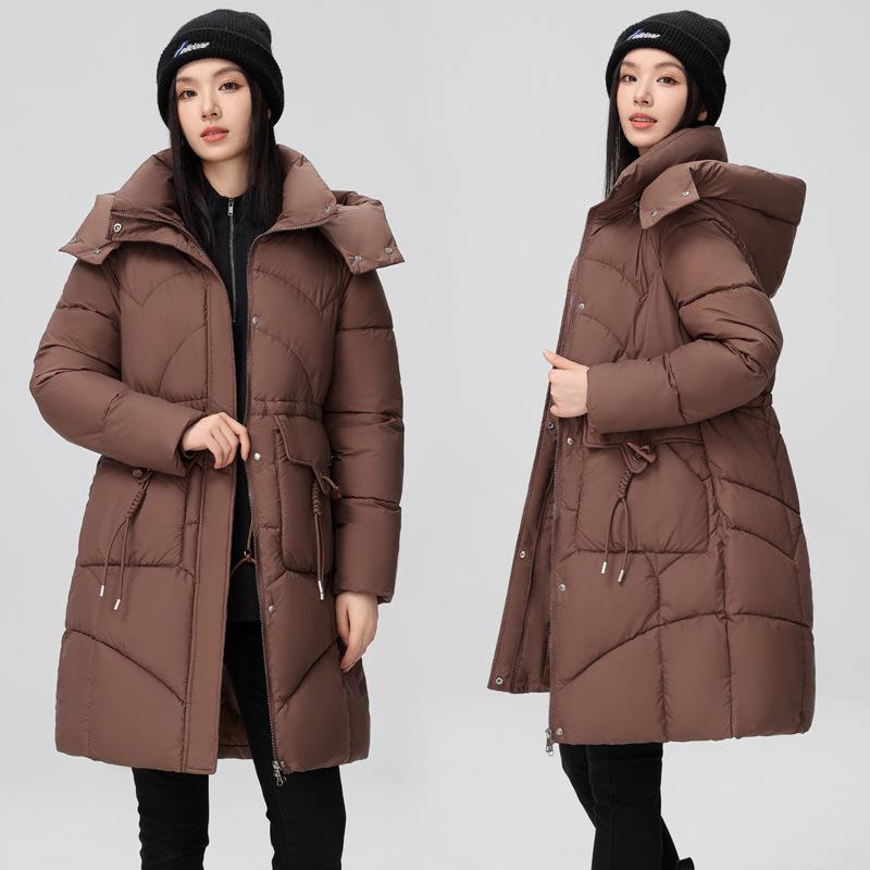 Down cotton jacket women's mid-length 2025 winter new Korean version loose plus size thickened padded jacket hooded cotton jacket
