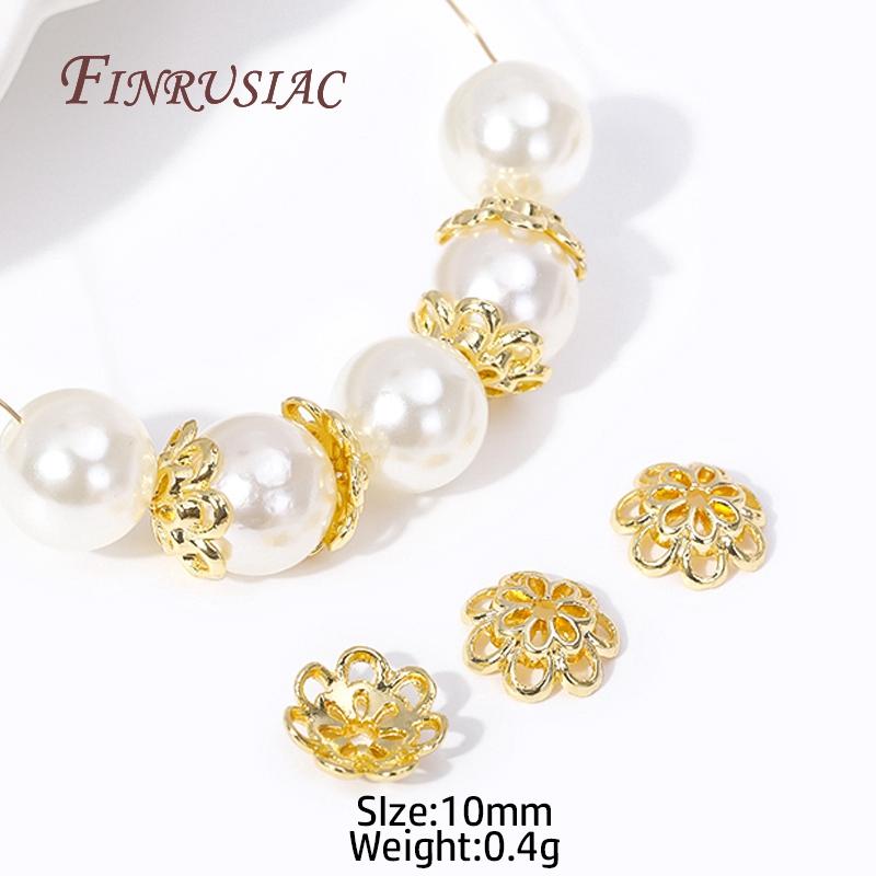 

Trendy Double-layer Design Hollow Flower Caps 10MM 18K Gold Plated Alloy Bead Caps For Beads DIY Beading Jewelry Making Supplies 20 Pieces