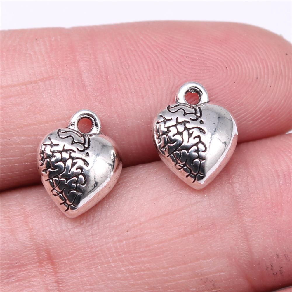 10pcs Heart Charms For Jewelry Making Antique Bronze Silver Color DIY Crafts Making Findings Handmade Tibetan Jewelry