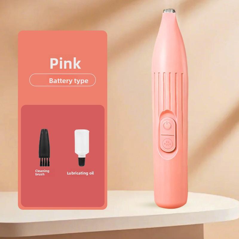 

Pet hair trimmer with LED light, dog foot hair trimmer, cat grooming tool, local hair trimming and trimming electric push trimmer Battery model - Pink