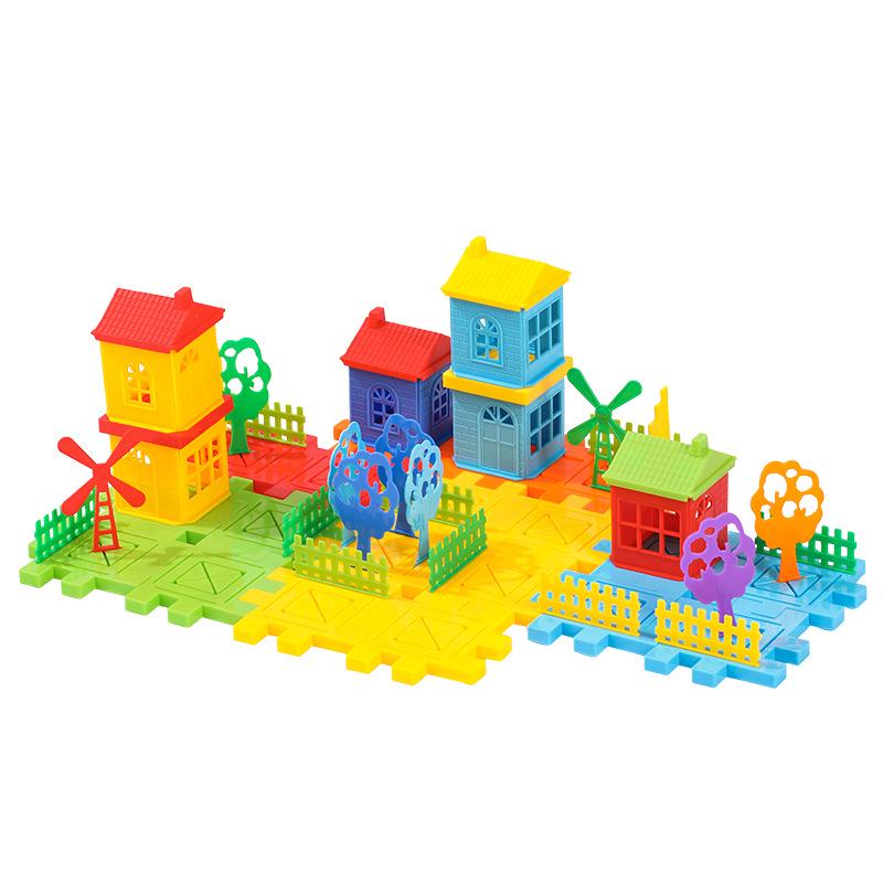 Educational Building Blocks Set for Kids: Large Particle Assembly Toy for Ages 3 to 6, featuring a Small Villa Design
