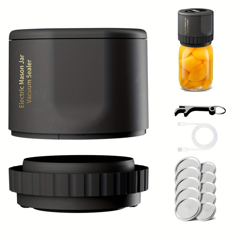 1pc, Electric Mason Jar Vacuum Sealer, Automatic Vacuum Pump With One-Touch Operation, Leak-Proof Seal For Regular And Wide-Mouth Canning Jar