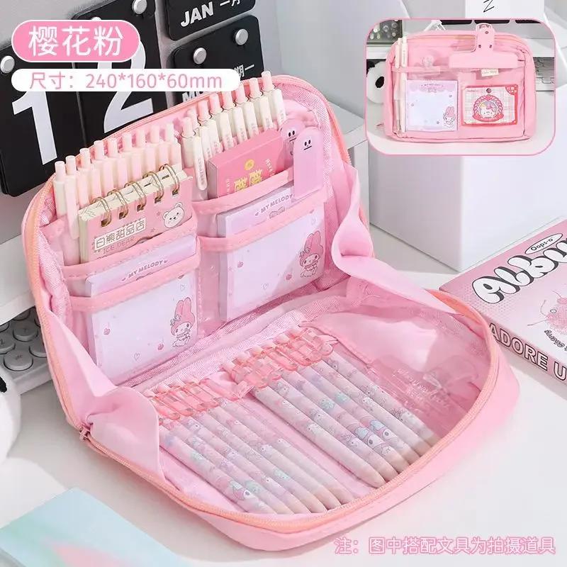 Big Kawaii Cute Pencil Case 90 ° Opening Pencil Pen Bag Pouch Box Holder 12 Pockets Organizer Stationery School Supplies