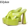Eilyken Plus Size 35-42 Summer Platform Women Slippers High Heels Ladies Elegant Female Sandals Slides Shoes
