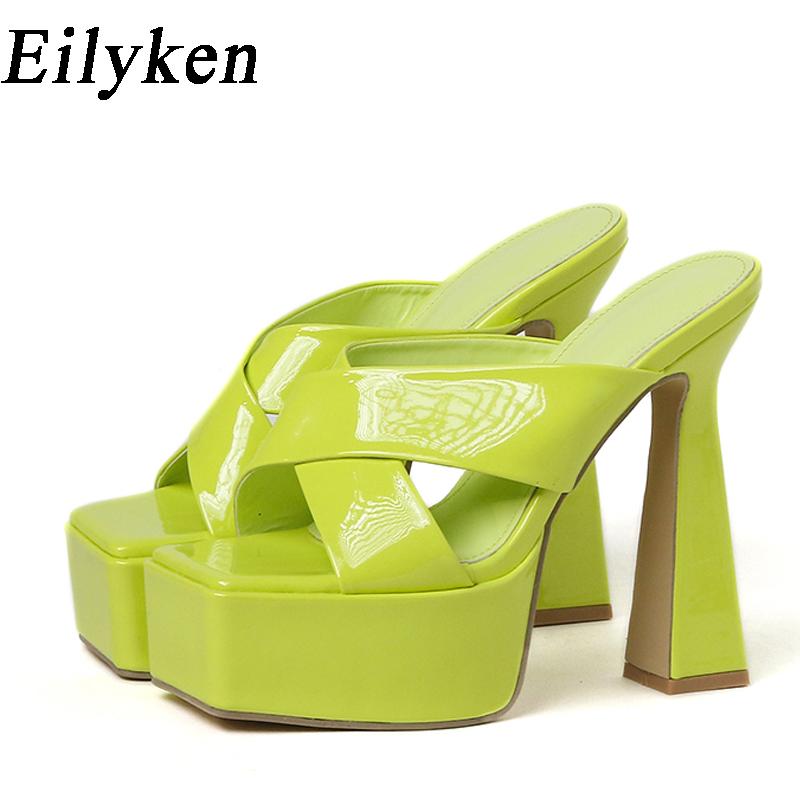 Eilyken Plus Size 35-42 Summer Platform Women Slippers High Heels Ladies Elegant Female Sandals Slides Shoes