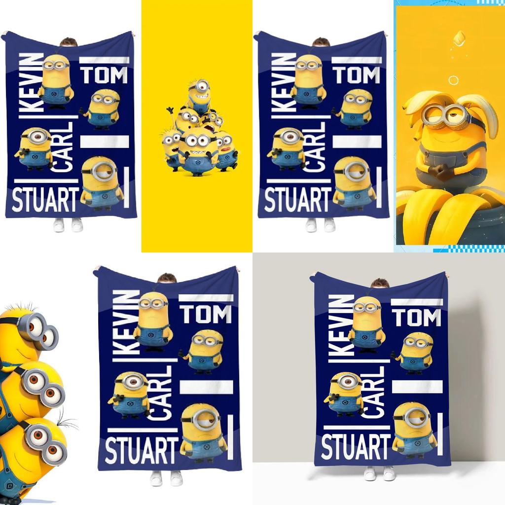 Minions Blanket With Geometric Pattern For Dorm Room And Office Comfort