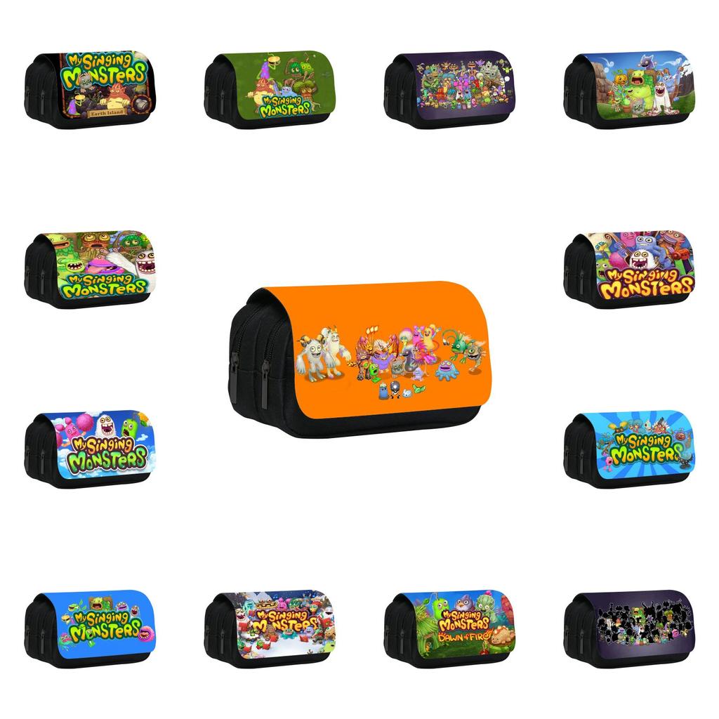 My Singing Monsters Double Layer Pencil Case With Nylon Material For Students And Kids