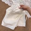Women's High-Waisted White Linen Shorts - Summer 2026 Collection, Slimming Hemp Cotton Blend, Wide-Leg Five-Point Design