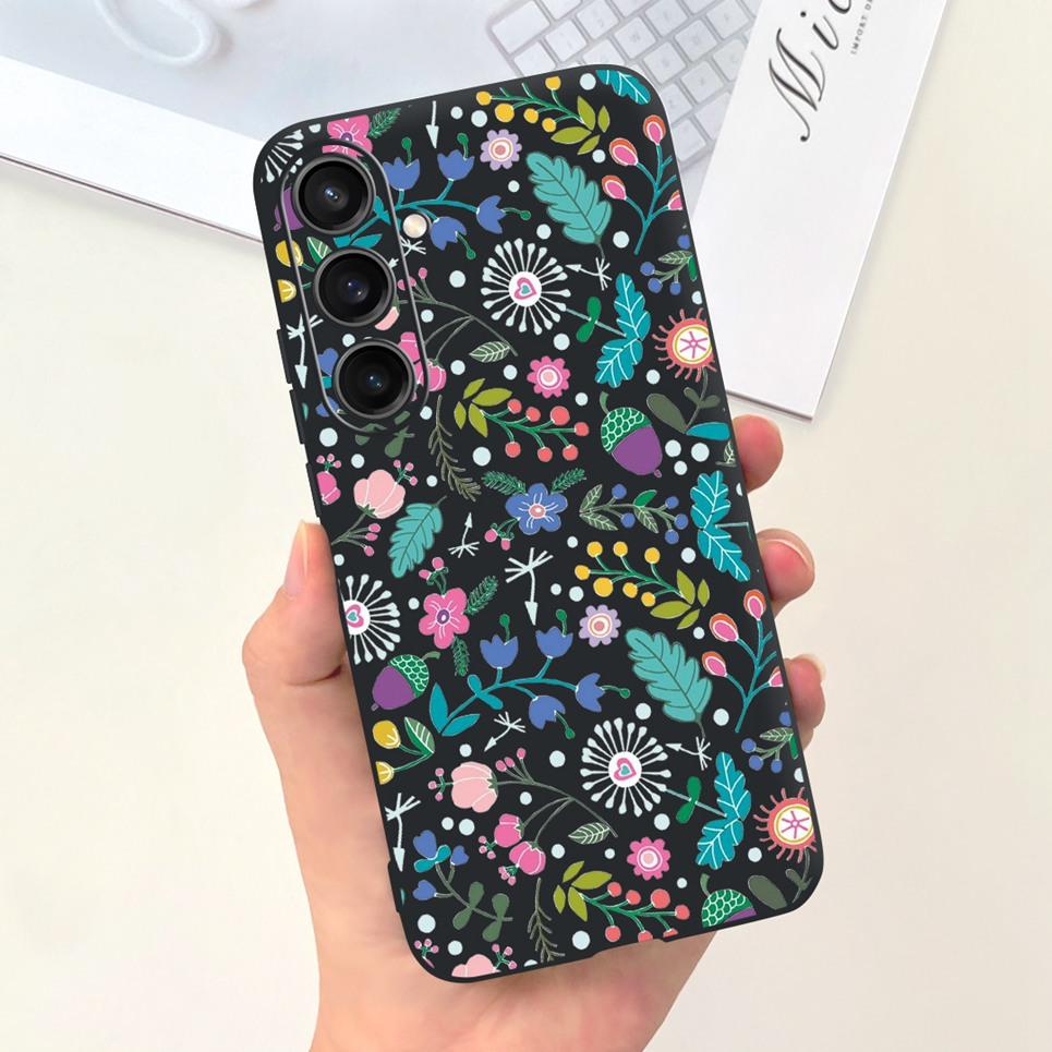 For Funda Cover Samsung A35 5G Case SM-A356E Couple Love Heart Flower Cat Painting Back Shell For Samsung Galaxy A35 5G Etui