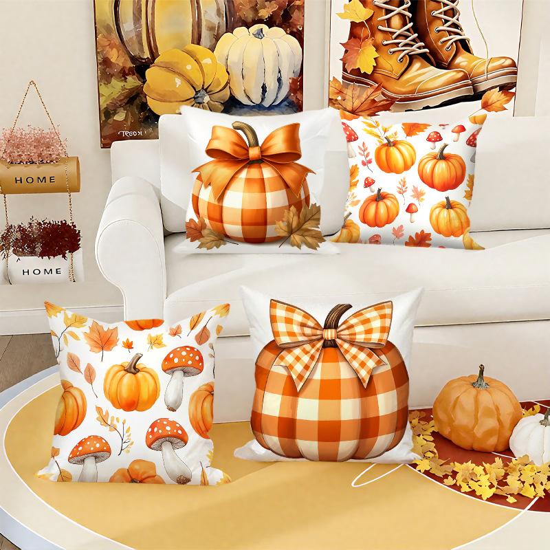 Thanksgiving Warm Colors Warm Atmosphere Harvest Pumpkin Series Pillow Print Living Room Decorative Cushion Cover