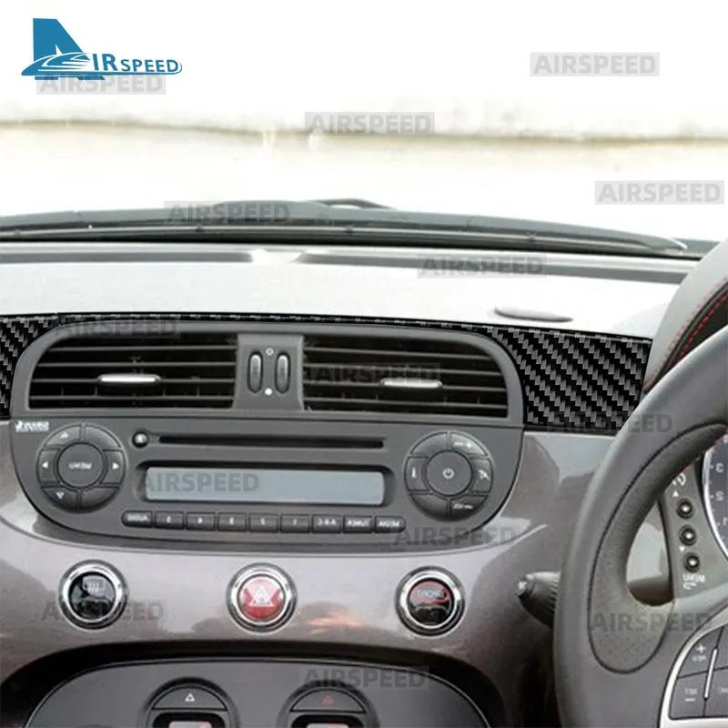 Real Soft Carbon Fiber Car trument Strip Sticker For Abarth 595 695 595C 695C 2012 2013 2014 2015 For Fiat 500 500C 2008-2015