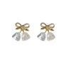 Christmas Bell Ear Clips: Crystal Glass Bowknot Earrings, Painless, No-Piercing.