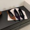 2025 Winter New Pointed Bow Light Mouth Suede Thick Heel Foot Cover OL Women's Single Shoes