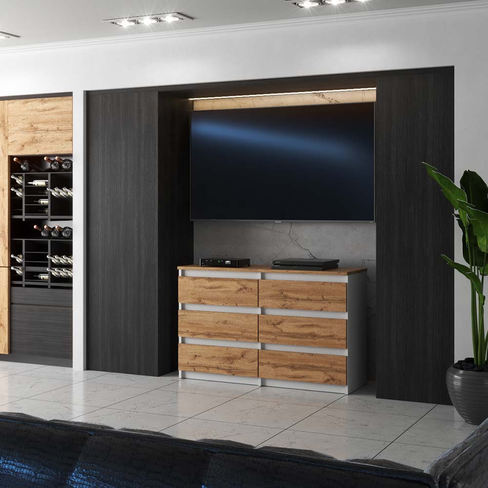 Wotan White Oak Chest of Drawers 100 CM TV Cabinet Sideboard Wardrobe Living Room