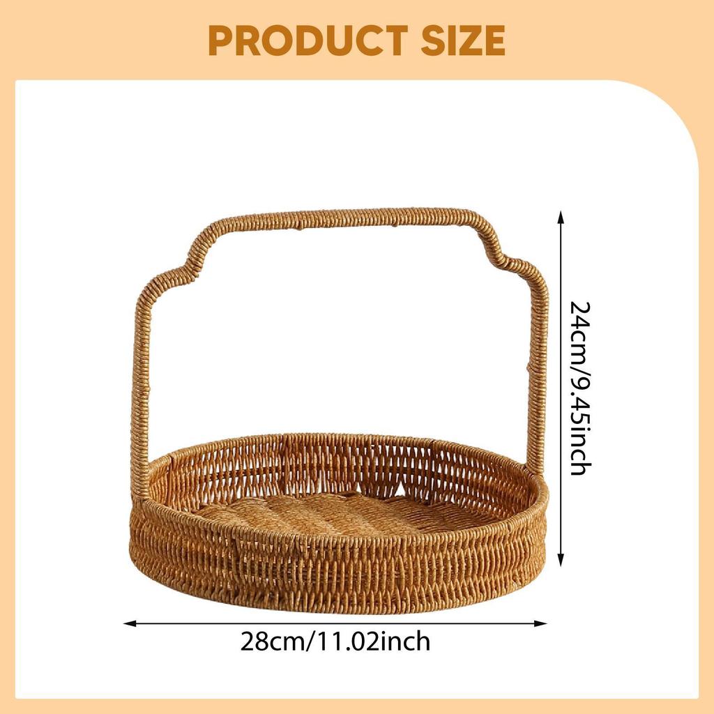 Fruit Bread Basket Tabletop Rustic Vegetables Food with Handle Serving Tray for Restaurant Baking Kitchen Counter Camping Picnic