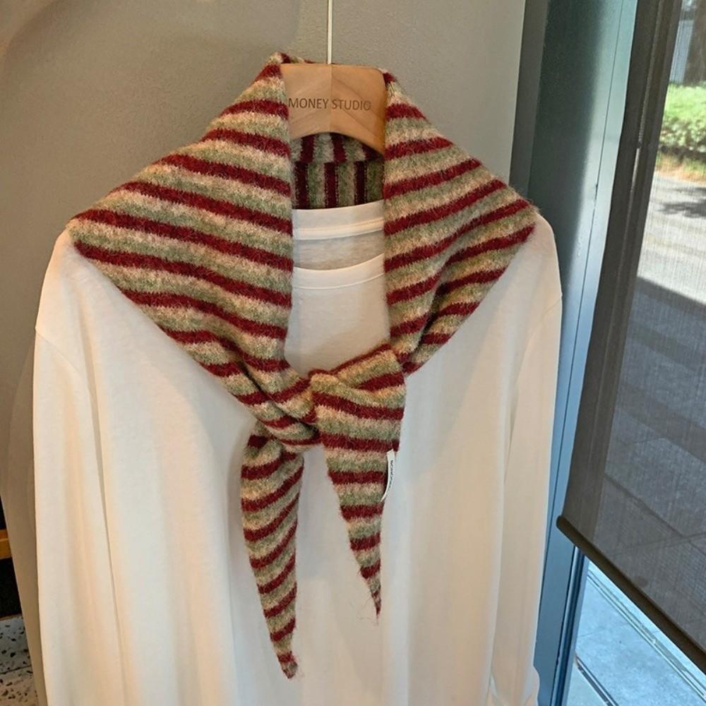 Warm Shawl Scarf Versatile Knitted Scarf Knitted Triangle Hijab Winter Season Women Headscarf