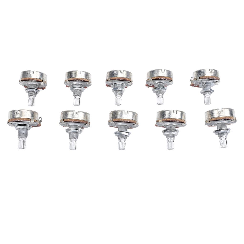 10 Pcs Guitar Potentiometer 18mm Shaft 25K Ohm Bass Metric M8 Electric Bass Guitar Pots for Volume T