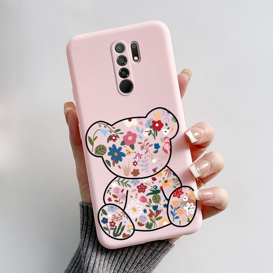 For Xiaomi Redmi 9 Case Redmi 9 Prime Cover M2004J19G M2004J19C redmi9 Cute Cartoon Bear Silicone TPU Soft Phone Case Back Cover