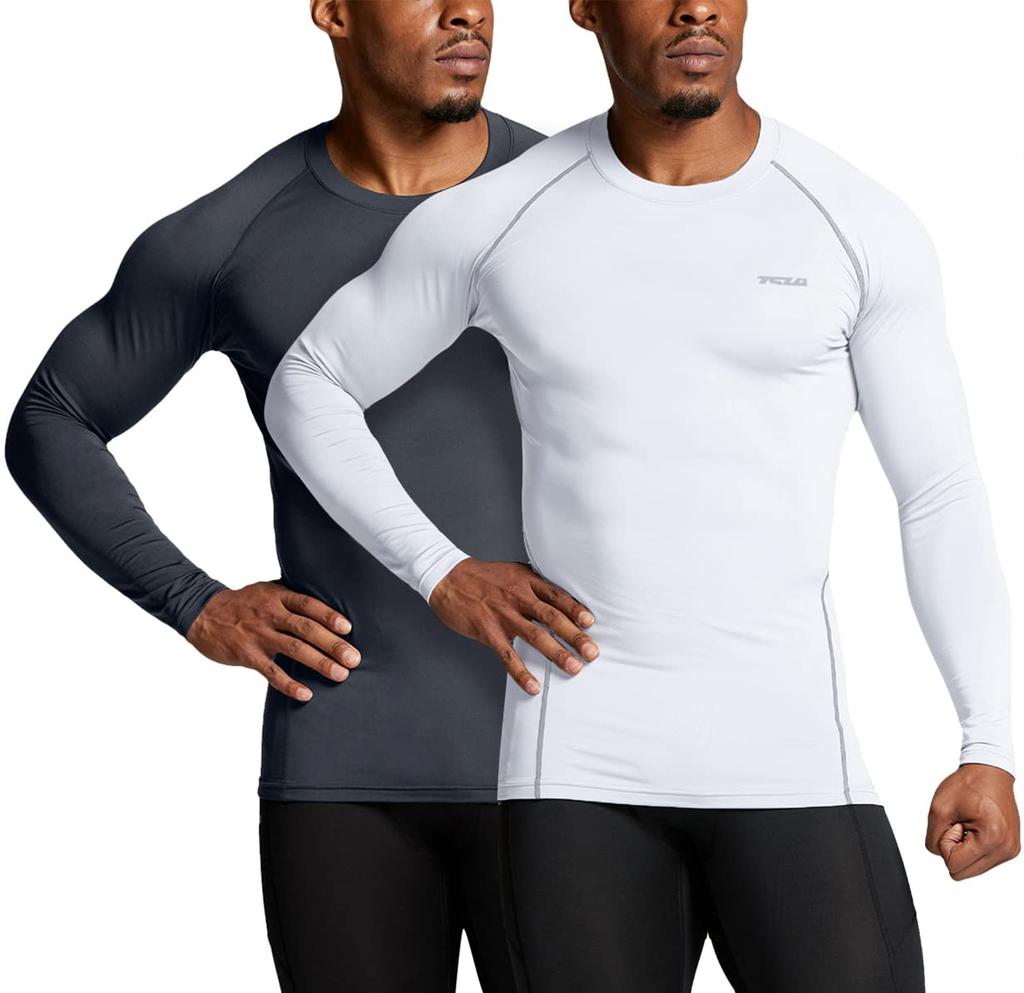 Tesla Long Sleeve Sports Set and Compression Top with Fleece Lining for and Perfect for Cold and Heat Tech Men's Undershirt, 2-Piece