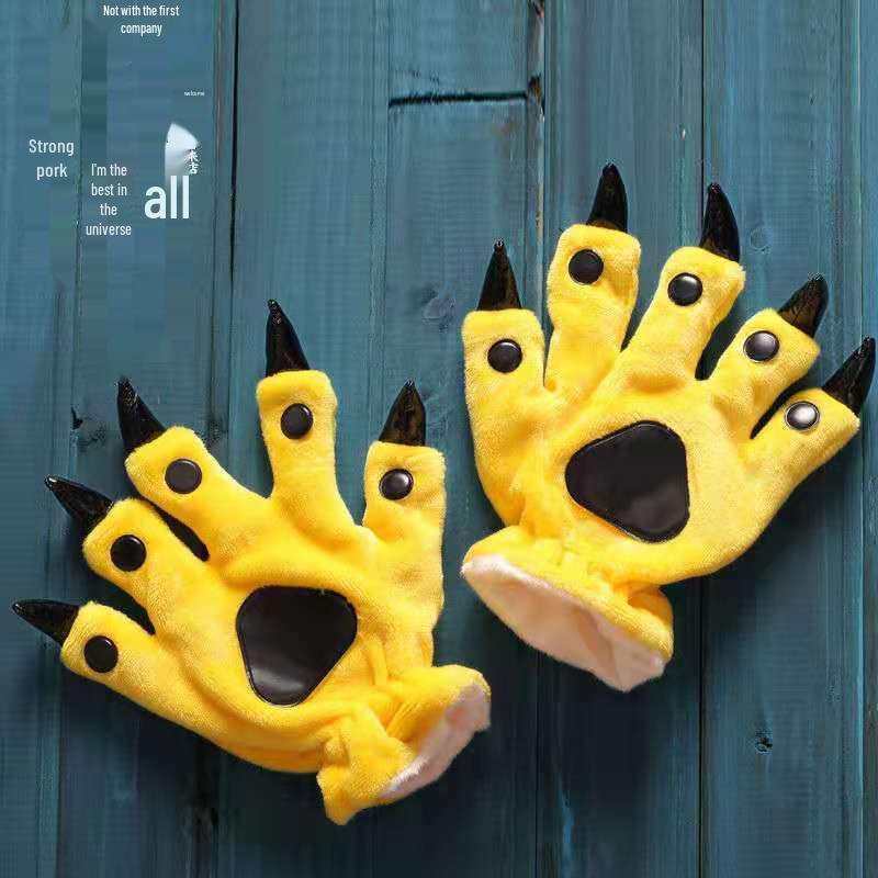 Unisex Dinosaur Claw Cotton Slippers: Cozy Autumn/Winter Velvet Heels, Large Sizes