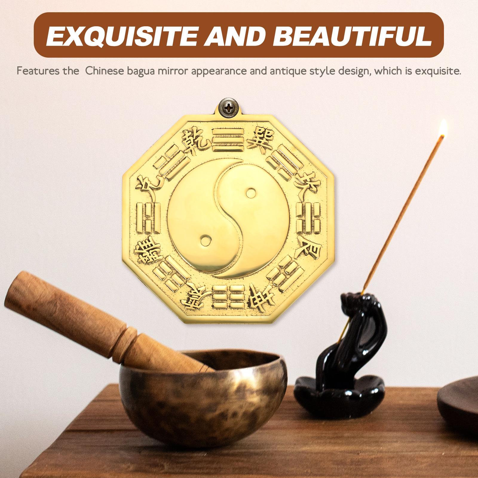 

Copper Bagua Mirror with Eight Diagrams Design for Home Office Shop Decor Exorcism Craft Evil Spirits Ward Off Bad Luck Blessing 11.5X11X0.5CM-1