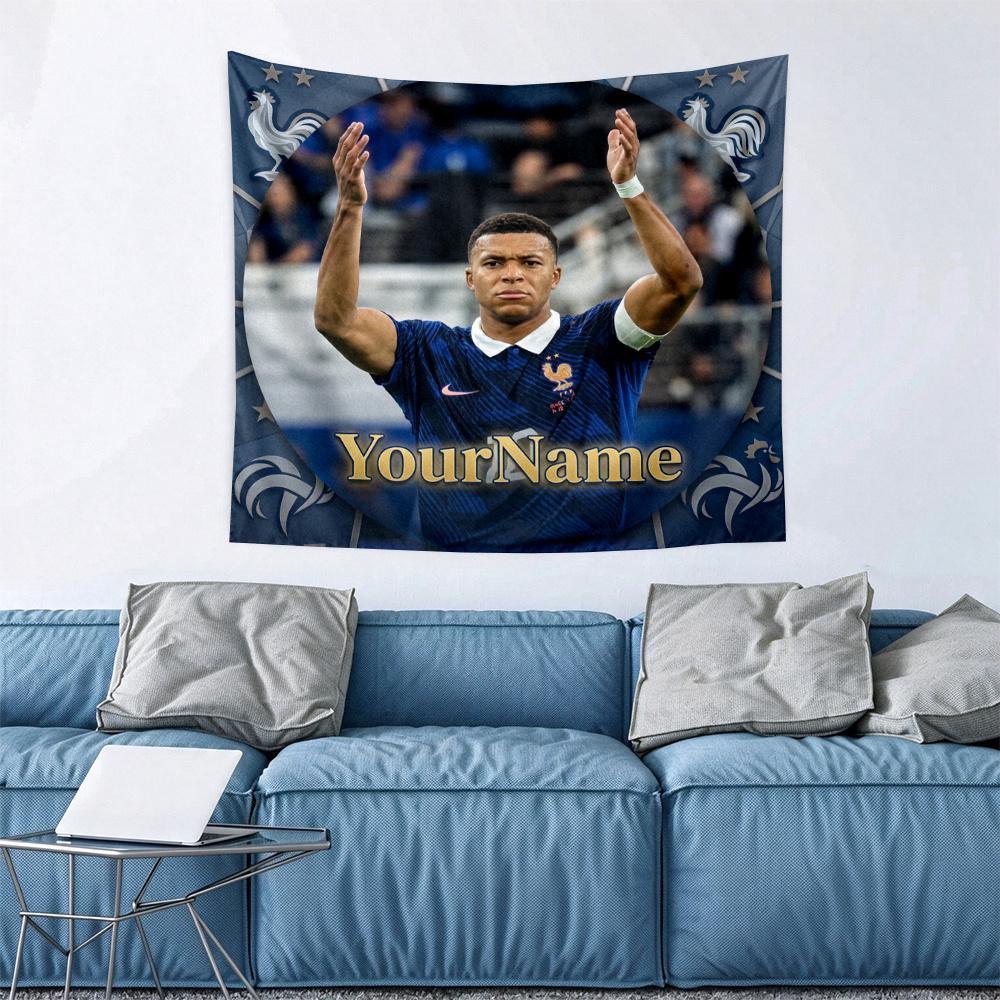 Mbappe Custom Your Name Wall Decor Tapestry Art For Pet Memorial Birthday Wedding Party Backdrop Family Gift