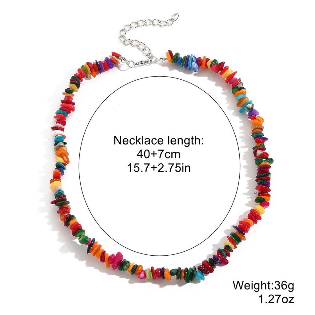 European & American Bohemian Colored Gravel Natural Stone Necklace for Women - Summer Jewelry