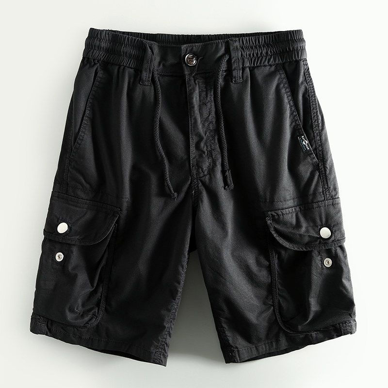 Trade Cattle Goods Factory Export Yu Tail Single Goods Big Brand Cut the Tag off Men s Multi-pockets Shorts European and American Cargo Fifth Pants Black 28