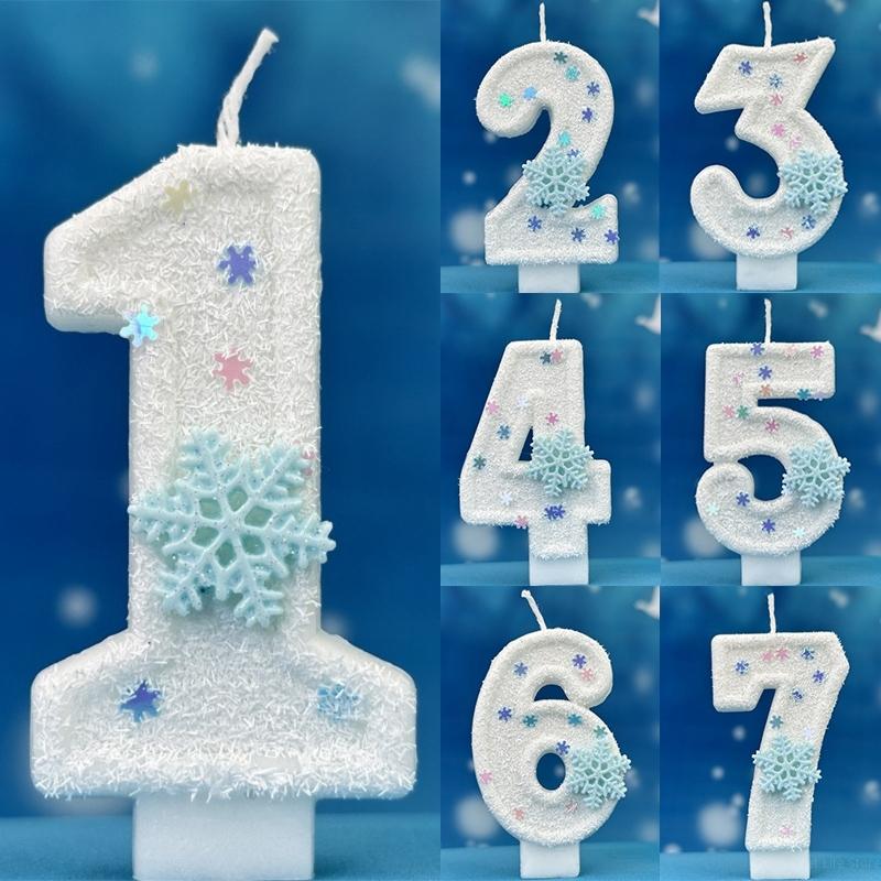 Christmas Birthday Number Candles Snowflake Frozen Digital Candles Number Cake Topper Birthday Party Decor Baby Shower