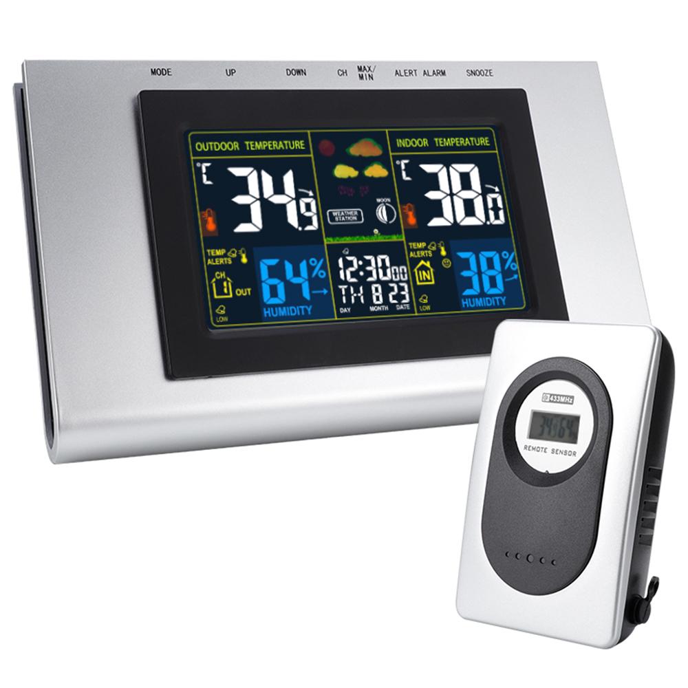 

TS-H127G Багатофункціональна бездротова метеостанція Кольоровий дисплей Будильник Цифровий термометр Гігрометр A