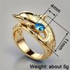 Huitan Chic Dolphin Design Finger Rings for Women Ocean Animal Rings with Blue Cubic Zirconia Gifts Daily Wear Fashion Jewelry