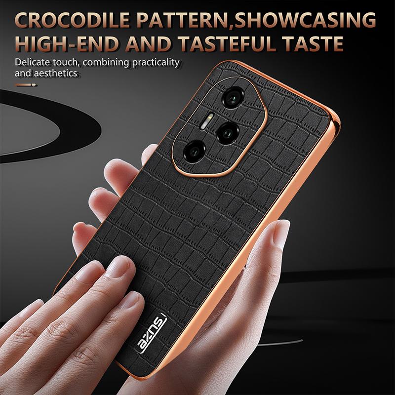 AZNS For Honor 300 Pro Case Electroplating Crocodile Texture PU+TPU Phone Cover