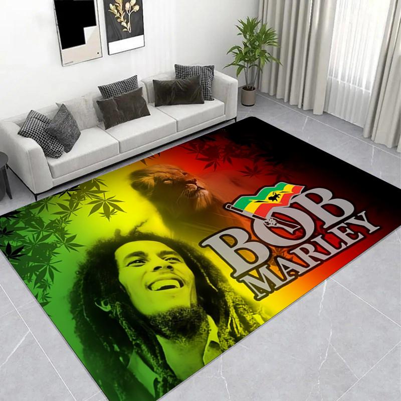 Reggae Musician Live Concert Print Area Rug, Non-Slip Music Themed Floor Mat
