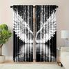 2pcs Elegant Black Curtains with Angel Wings and Stars Design – Perfect for Living Room Study and Office