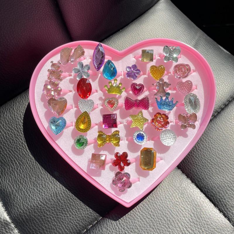 Children's ring little princess cute girl gemstone cartoon jewelry little girl baby shiny rhinestone ring