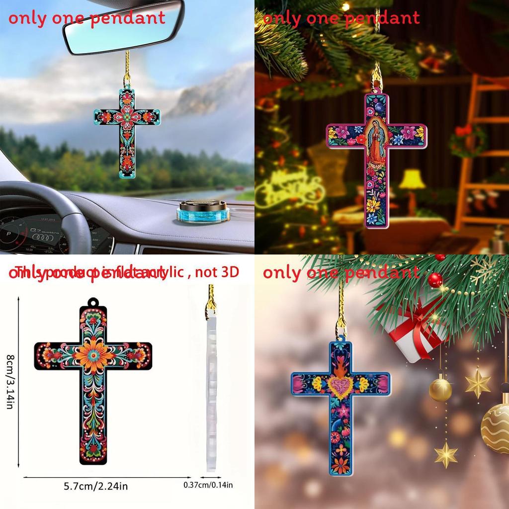 Akrylowy wisiorek z krzyżem wielkanocnym do samochodu o minimalistycznym designie do dekoracji wnętrza pojazdu