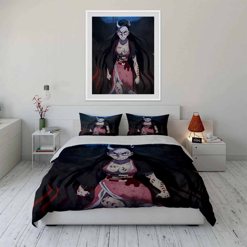 Demon Girl Anime Bedding Set Bedding set (1 duvet cover, 2 pillowcases, duvet not included)