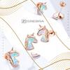 Unicorn Earrings, Plated, S925 Mother Of Pearl Unicorn Stud