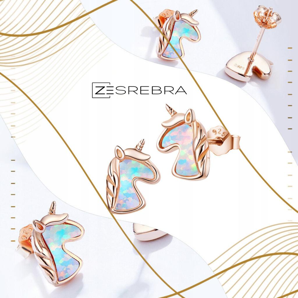 Unicorn Earrings, Plated, S925 Mother Of Pearl Unicorn Stud