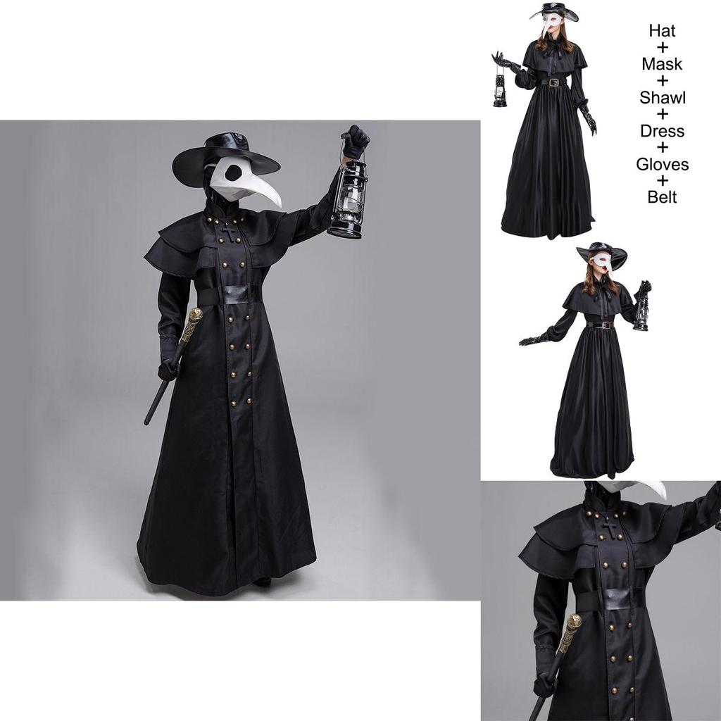 Costume da Medico della Peste Affascinante Preparati per Halloween e Cosplay con Questa Veste con Cappuccio Medievale, Maschera e Cappello per Cosplay da Monaco