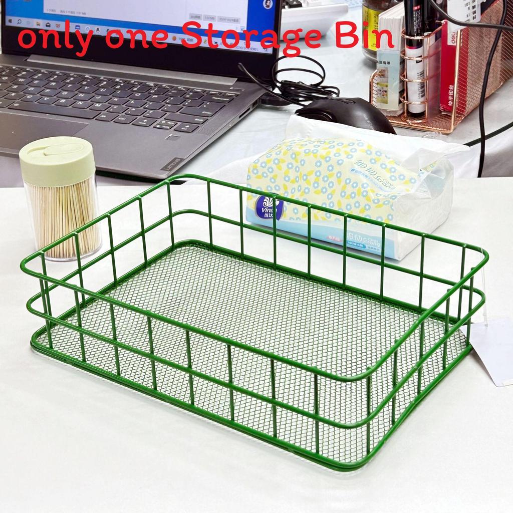 Slim Metal Storage Basket With Steel Mesh Base For Accessories And Small Items