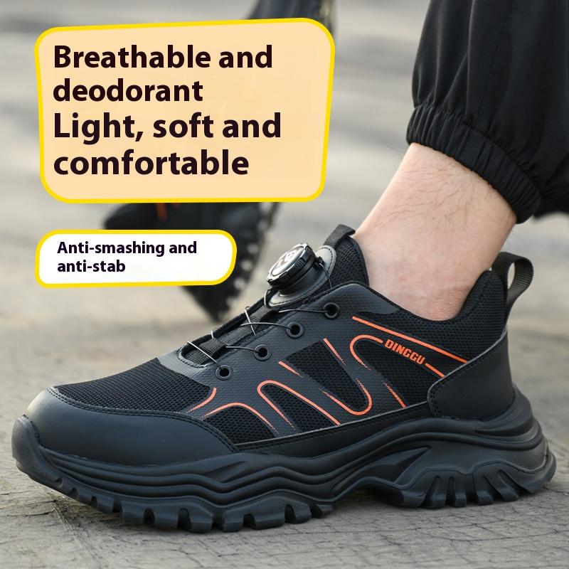 Rotating Button Work Safety Shoes For Men Steel Toe Shoes Indestructible Safety Boots Protective Security Work Sneakers