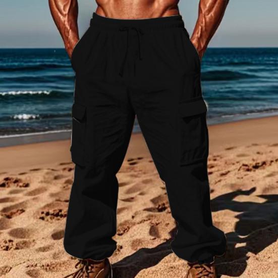 

Чоловічі штани карго Бавовняні штани джогери Пояс на кулісці Повсякденні штани з численними кишенями для подорожей, роботи, повсякденного носіння S абрикосовий