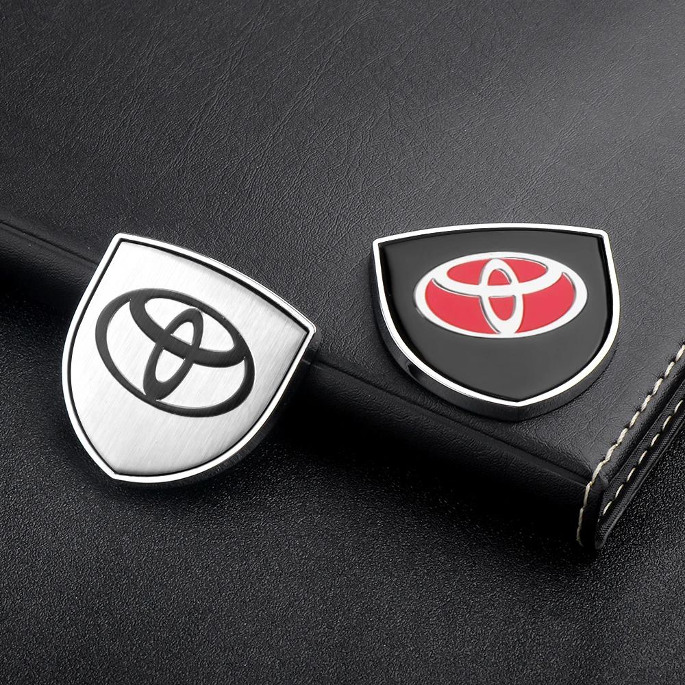 Car Styling 3D Meta Auto Door Shield Emblem Car Body Badge 3D Sticker For Toyota Corolla Yaris Chr Auris RAV4 Land Cruiser Camry